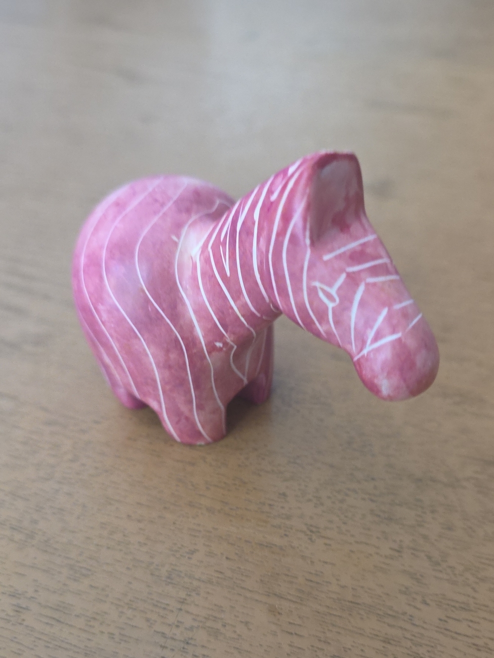 Pink Striped Ceramic Zebra Figurine